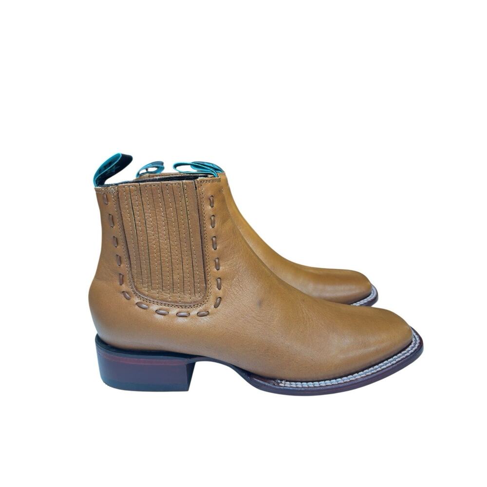 Los Altos Women’s Leather Ankle Boots Tan Western Chelsea USA Size 10